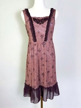 Axes Femme Japan Mauve Purple Lace Crochet Fairy Dress Coquette Whimsical Small